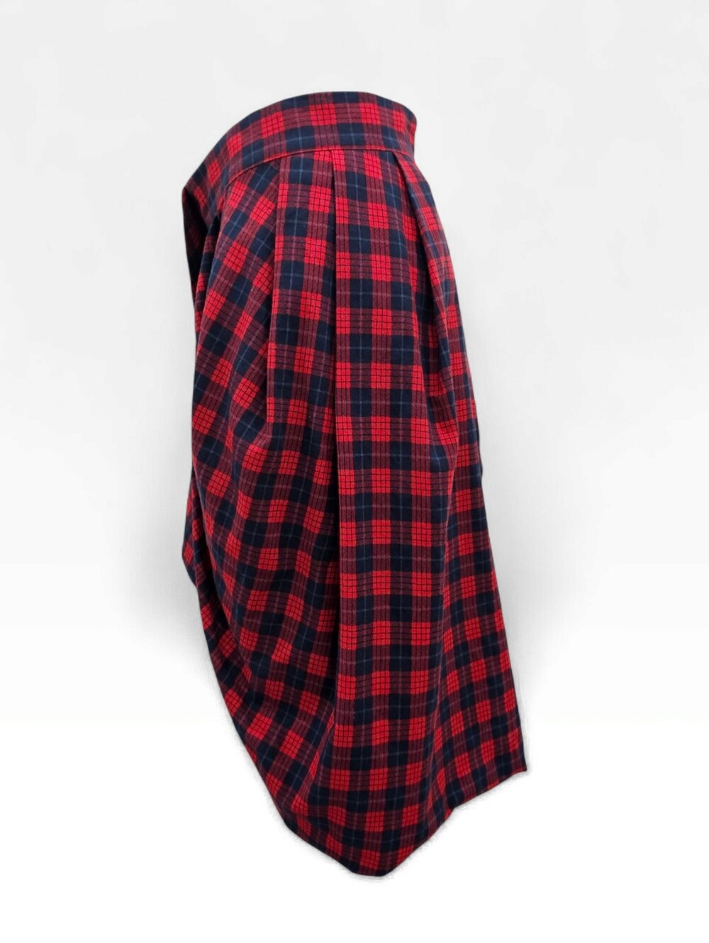 ALEXANDER McQUEEN McQ Wool Blend Red Blue Tartan Plaid Pleated Wrap Skirt 46/12 - Picture 4 of 9